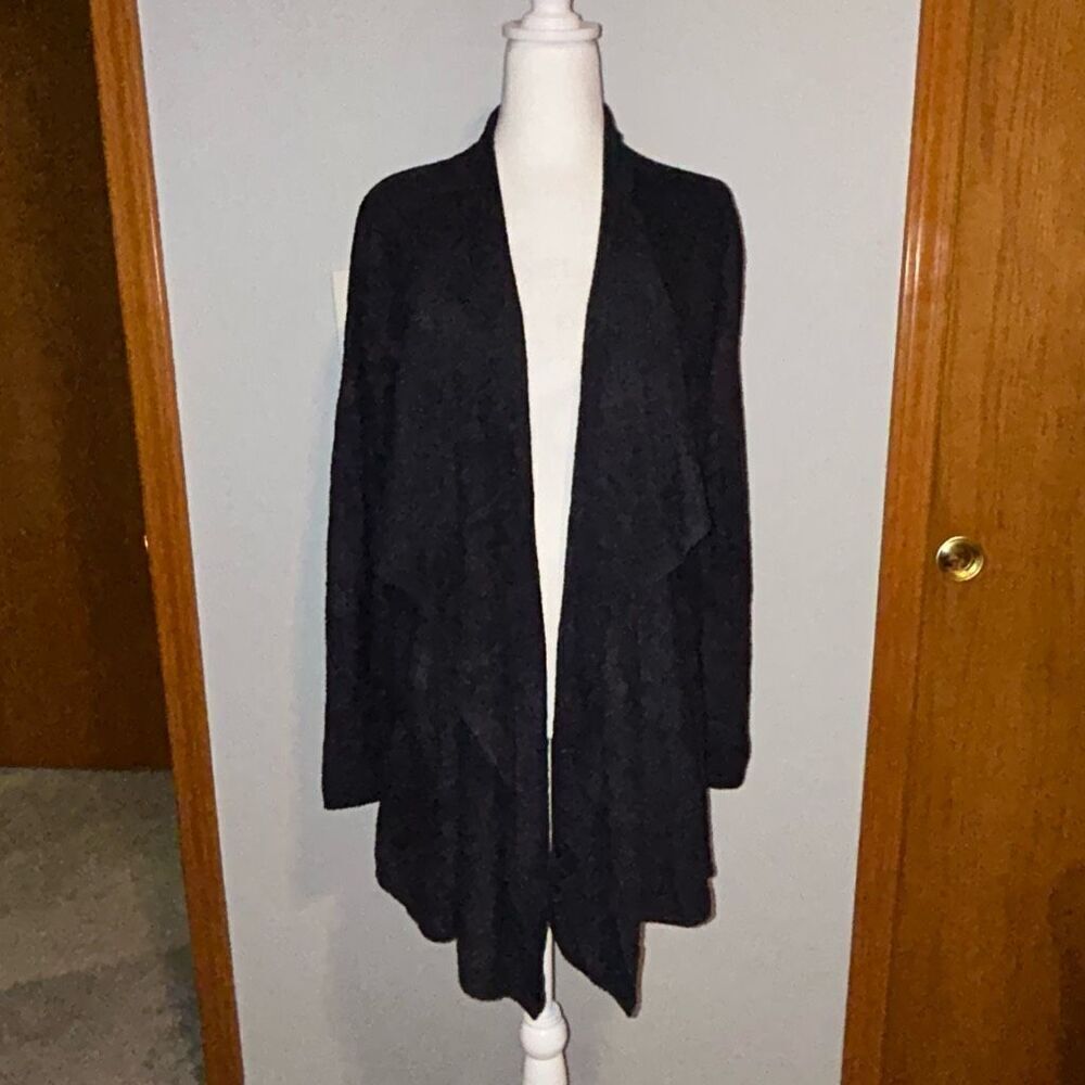 Barefoot Dreams Cozychic Lite Island wrap open front black cardigan size S/M NEW